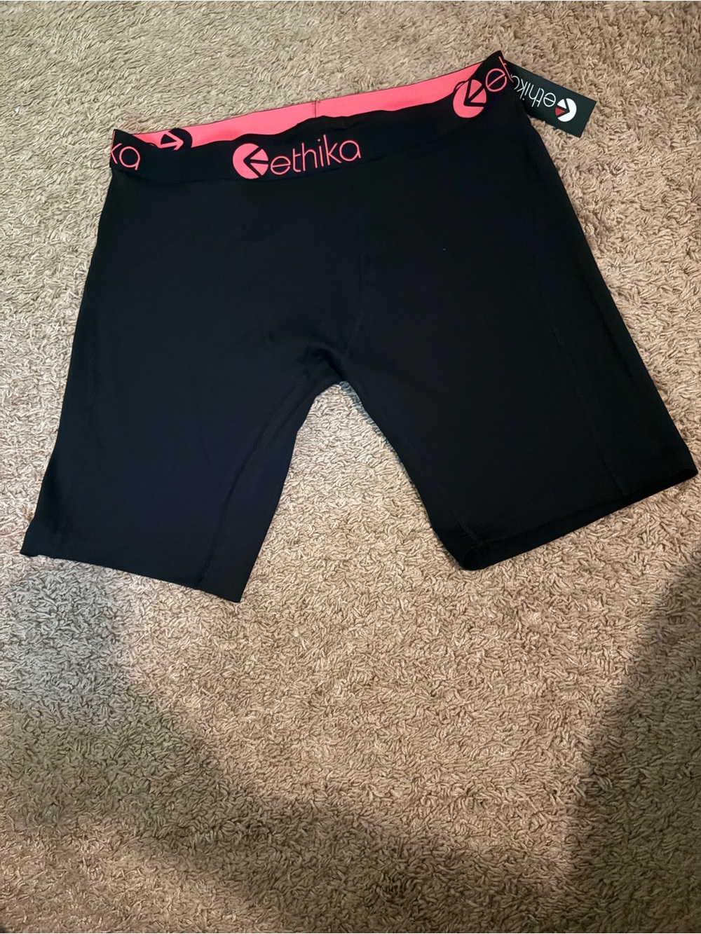 ethika Black Boxer Briefs with Pink Logo Waistband
